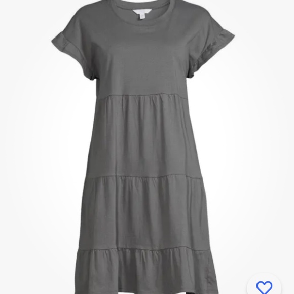 Time and Tru Gray Flutter Sleeve Knit Tiered Dress Size Large (12-14) NEW - Picture 6 of 9